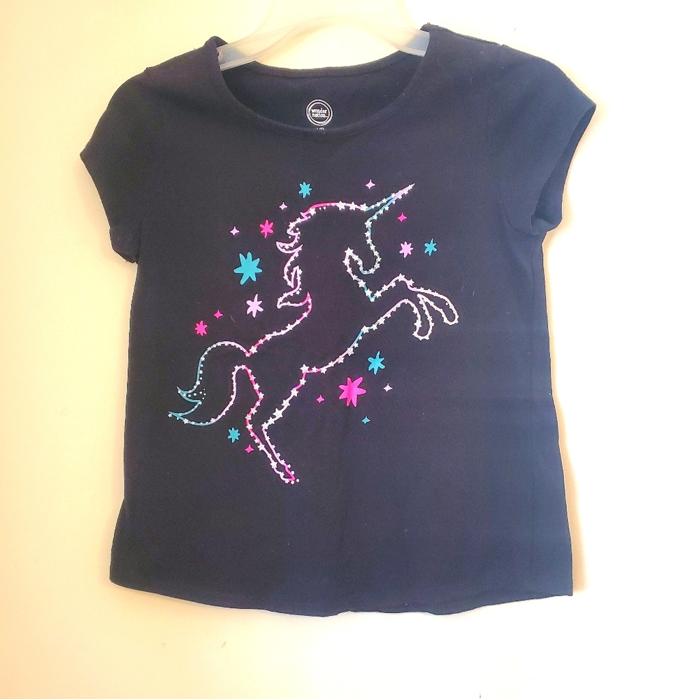 Wonder Nation Girls Black Unicorn T Shirt
